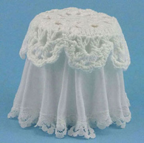 LACE TOP SKIRTED TABLE/WH