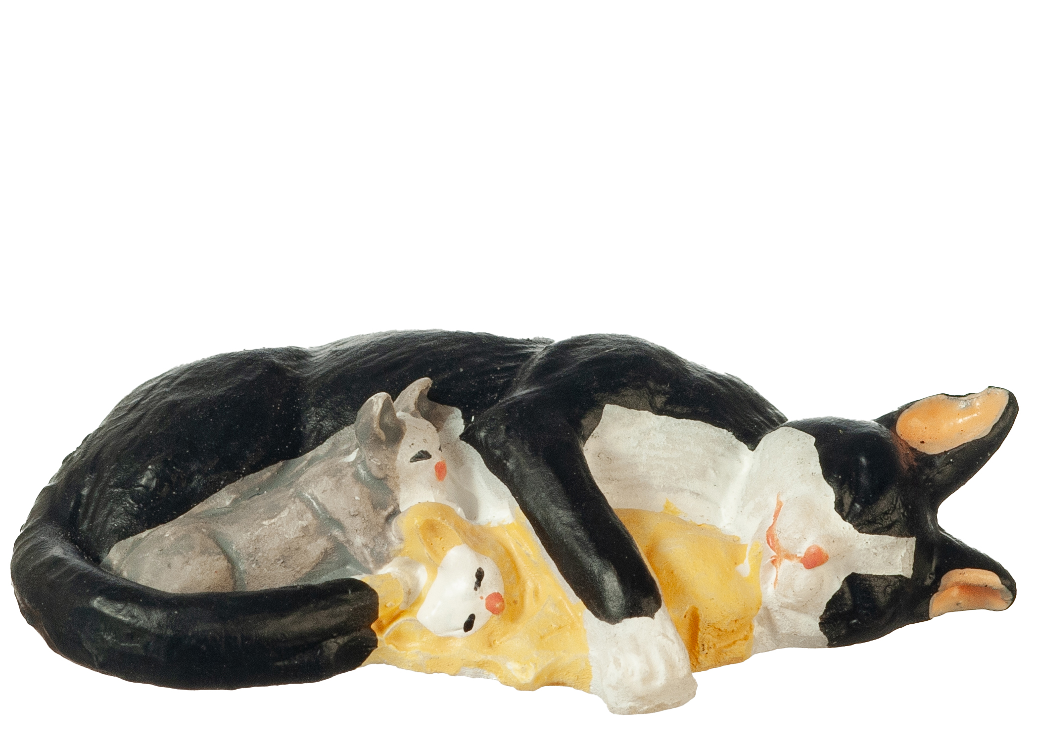 CAT W/KITTENS/BLACK/WHT