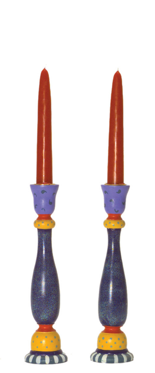 9in HIGH BLUE CANDLESTICK