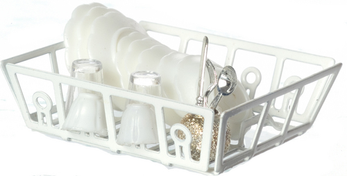 FILLED DISH DRAINER