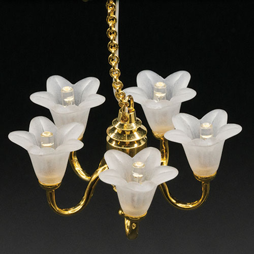 5-ARM TULIP CHAND/WHT/LED